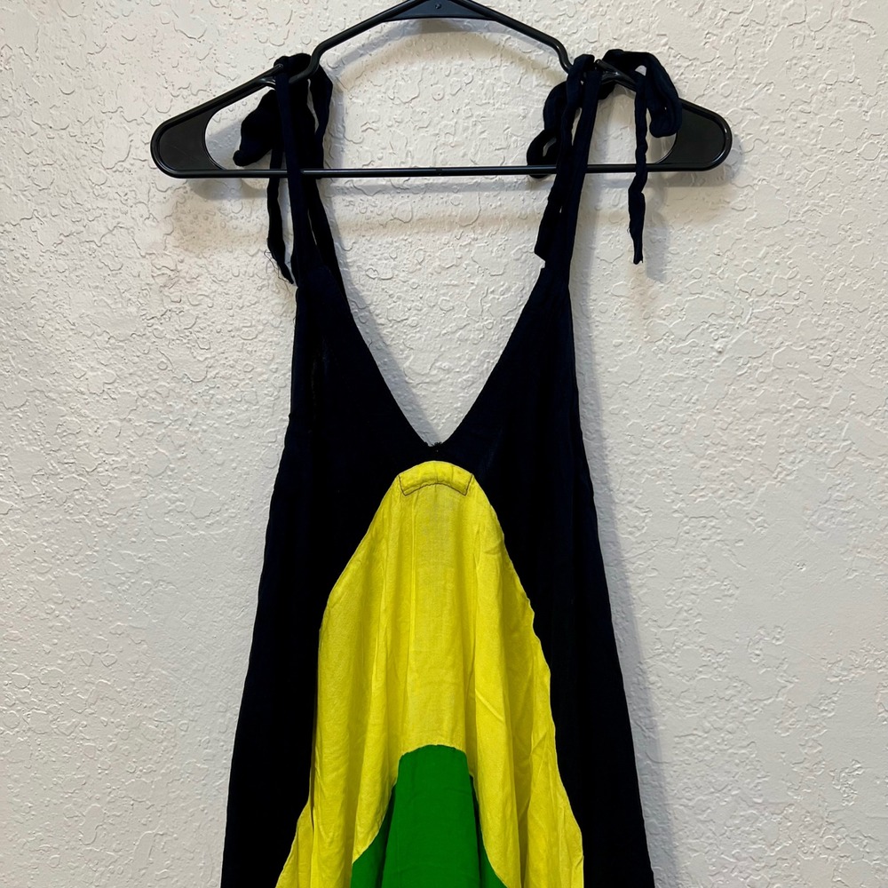 Creations Jamaican Flag Harem Jumpsuit Black Yellow Green Boho One Size Rayon - Picture 4 of 8